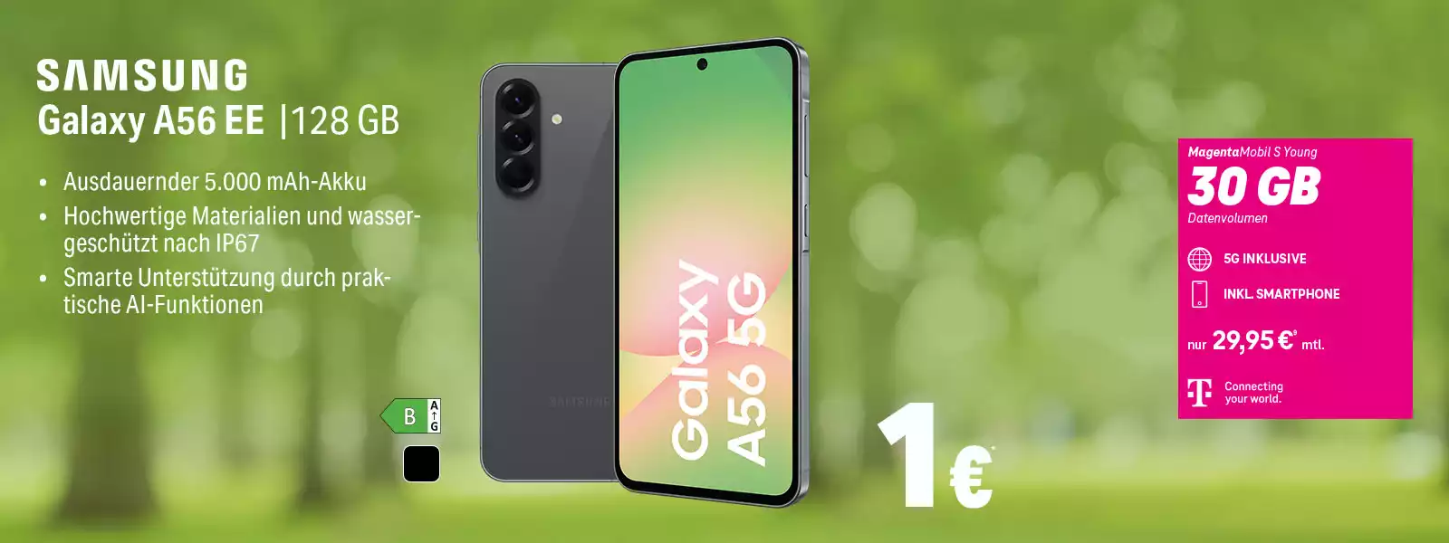 Samsung Galaxy A56 EE 128 GB Smartphone Angebot mit 30 GB 5G Tarif