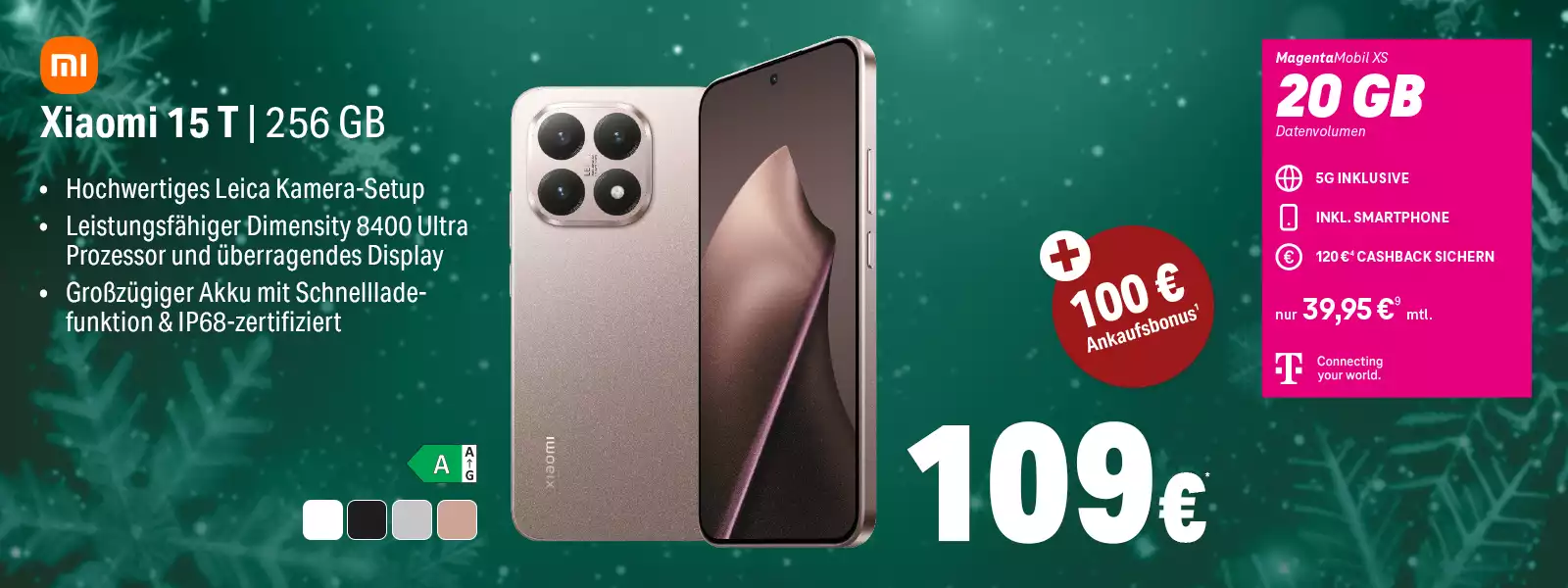 Xiaomi 15T Smartphone mit 256GB, Leica Kamera, großem Akku und 5G Vertrag im Angebot.