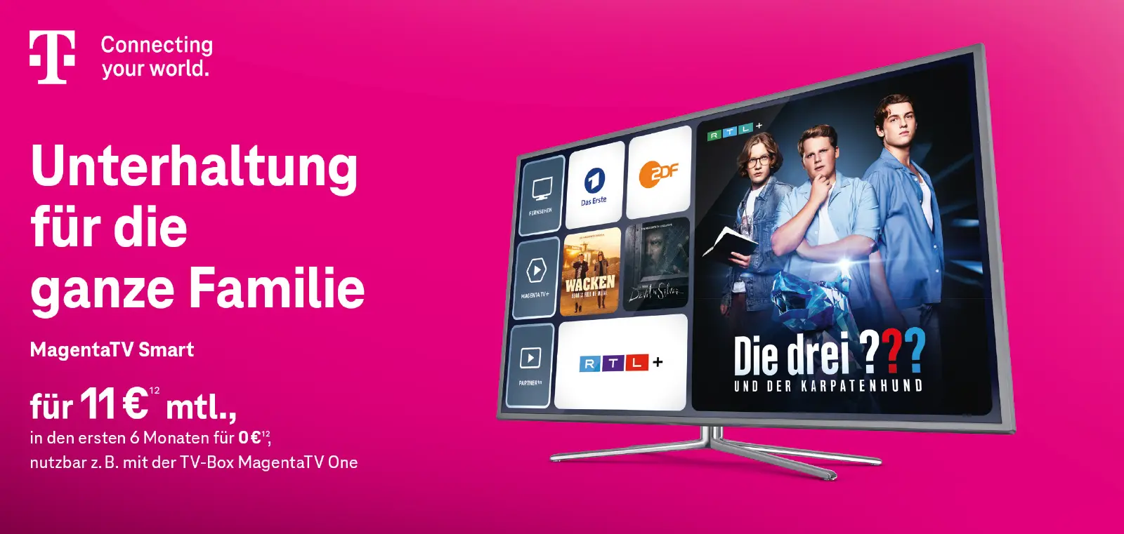 Telekom MagentaTV Smart Werbung mit TV-Streaming und Familienunterhaltung